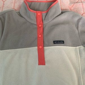 Columbia button up fuzzy sweater!
